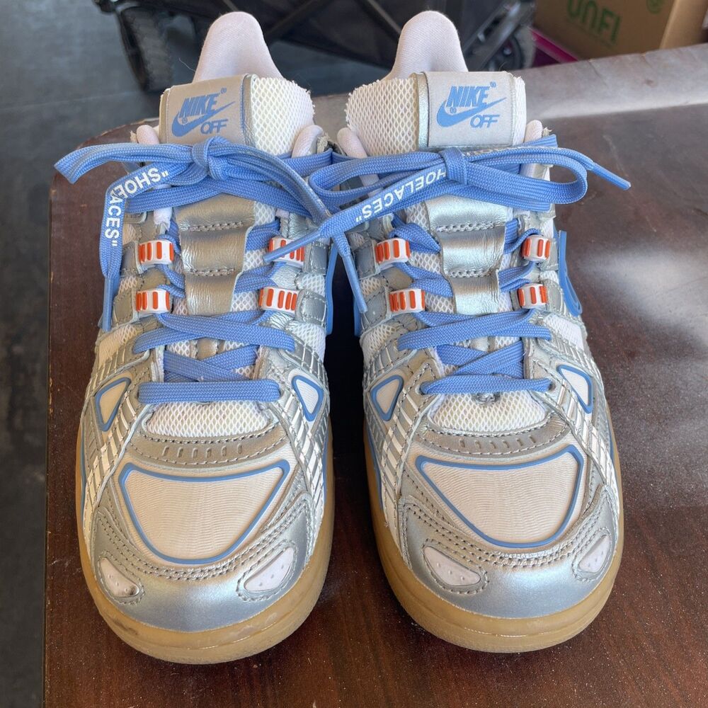 Nike x Off-White Nike Air Rubber Dunk ,Silver Blue Low Top Lace Up Sneaker 4.5